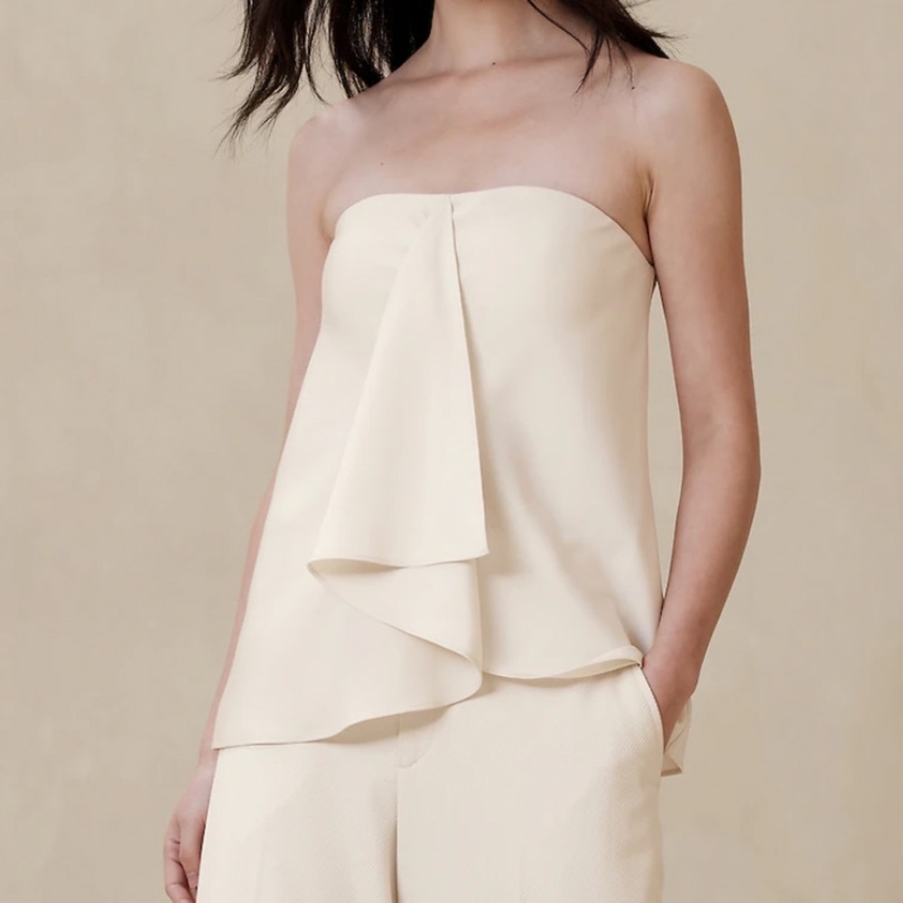 White Banana Republic Drape-Front Top